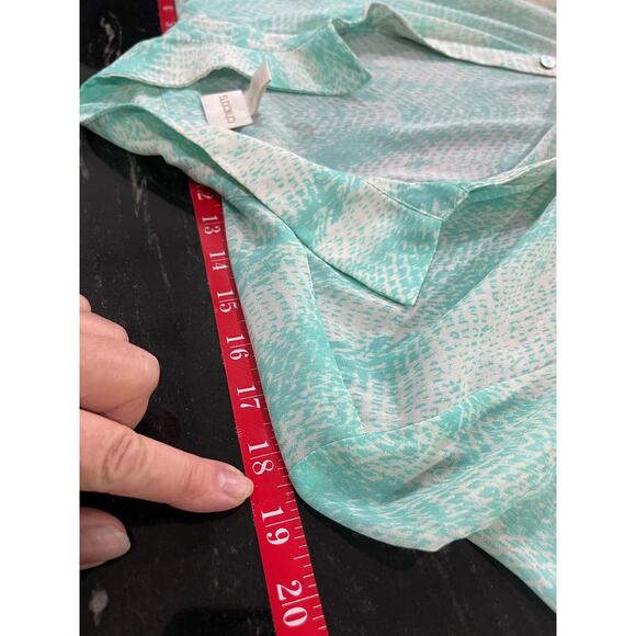 Chico’s Dress Sz 2 Tunic Sz 3 Set Faux leather halter Maxi Ombré Aqua Grey Brown - Picture 10 of 16